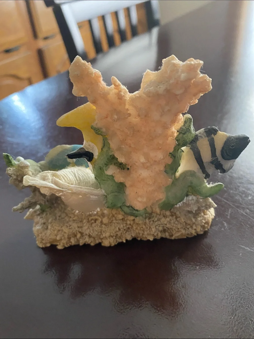 Decorative Resin Aquarium Ornament with Yellow, Blue and Black Fish